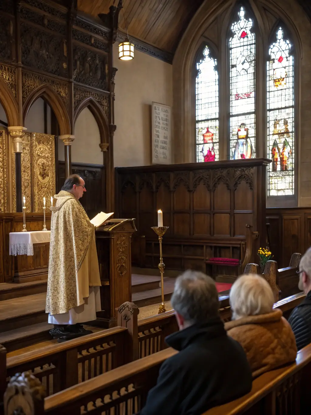 A photograph capturing a community event held within the collegiate church, such as a concert or historical reenactment, highlighting community engagement.