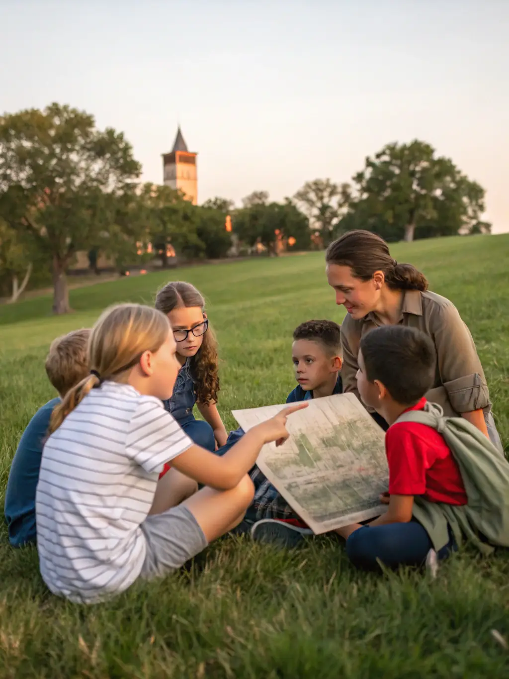 A picture of children participating in an educational program about the history and art of the collegiate church, fostering an appreciation for cultural heritage.